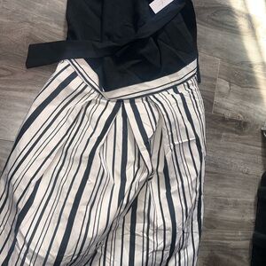 Elegant Black and White Striped Dress